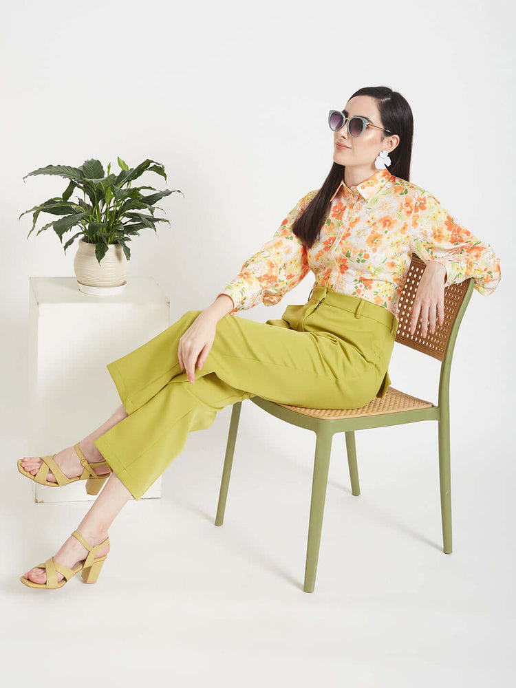 Premium American Crepe Digital Print Puff Sleeve Shirt