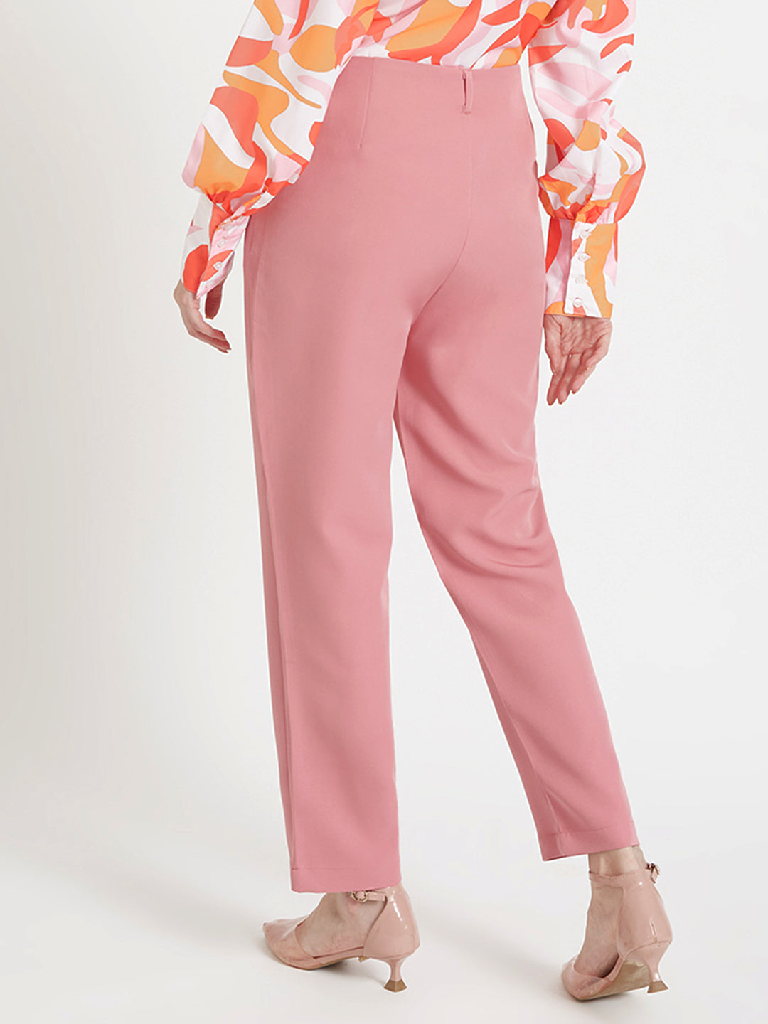 Women'S Luxury Banana Crepe French Rose Skin Fit Multi Pleated Trouser
