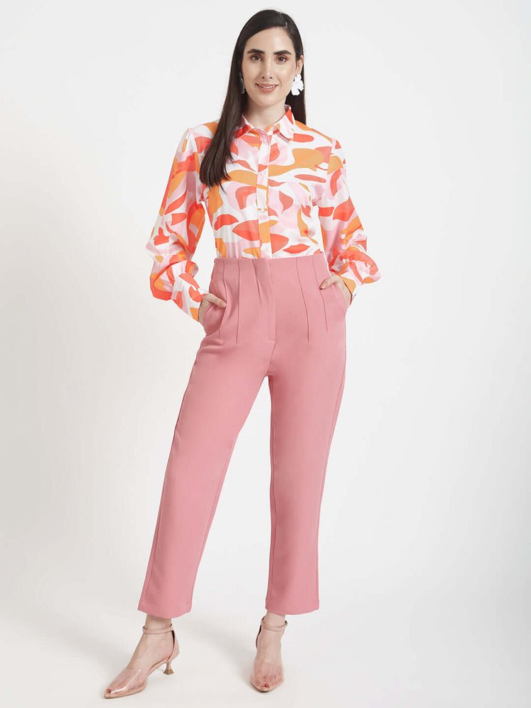 Premium Micro Digital Print Puff Sleeve Shirt