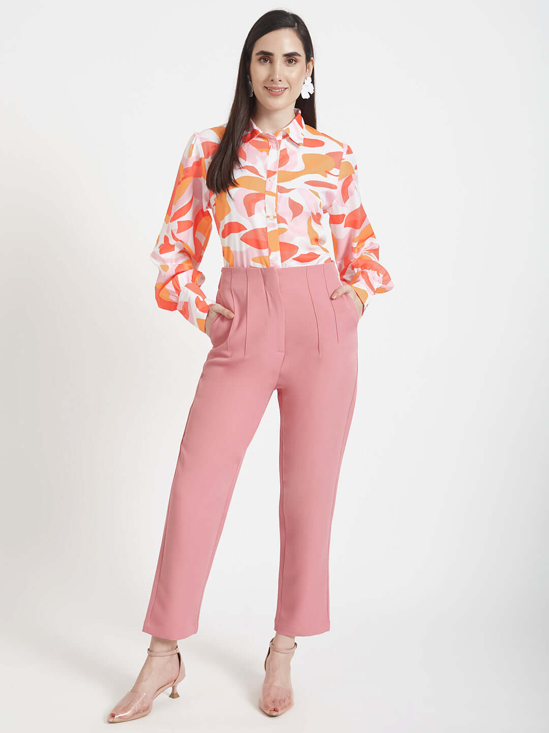 Premium Micro Digital Print Puff Sleeve Shirt