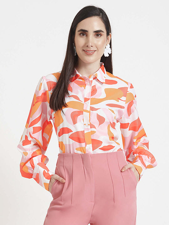 Premium Micro Digital Print Puff Sleeve Shirt