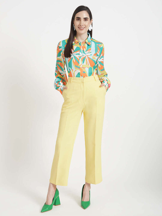 Luxury Satin Digital Print Puff Sleeve Shirt