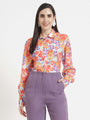 Luxury Muslin Digital Print Puff Sleeve Shirt