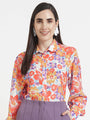Luxury Muslin Digital Print Puff Sleeve Shirt