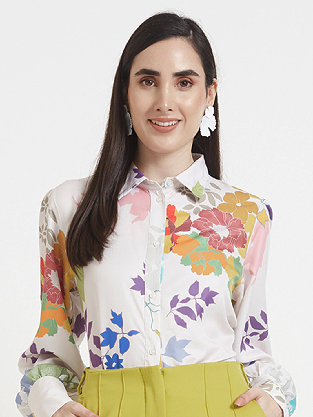 Premium Micro Digital Print Puff Sleeve Shirt