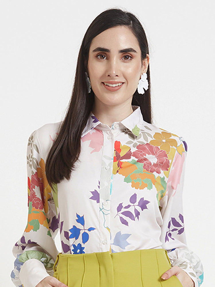 Premium Micro Digital Print Puff Sleeve Shirt