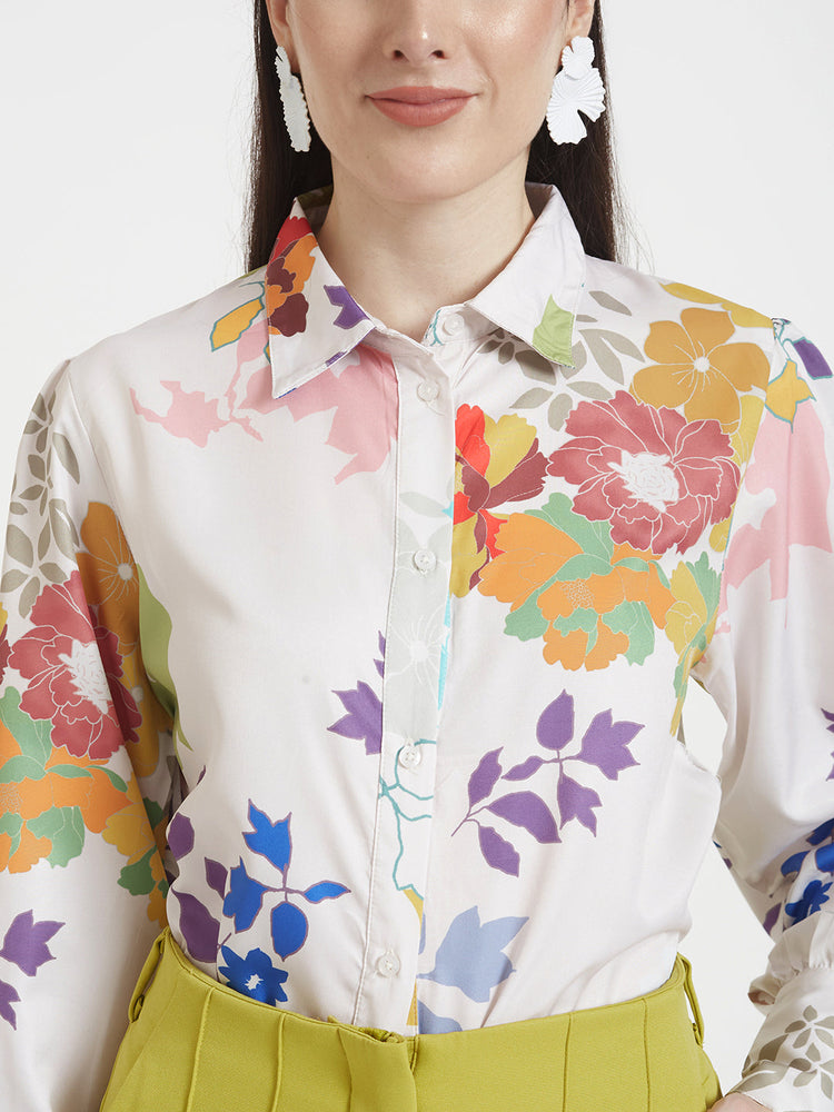 Premium Micro Digital Print Puff Sleeve Shirt