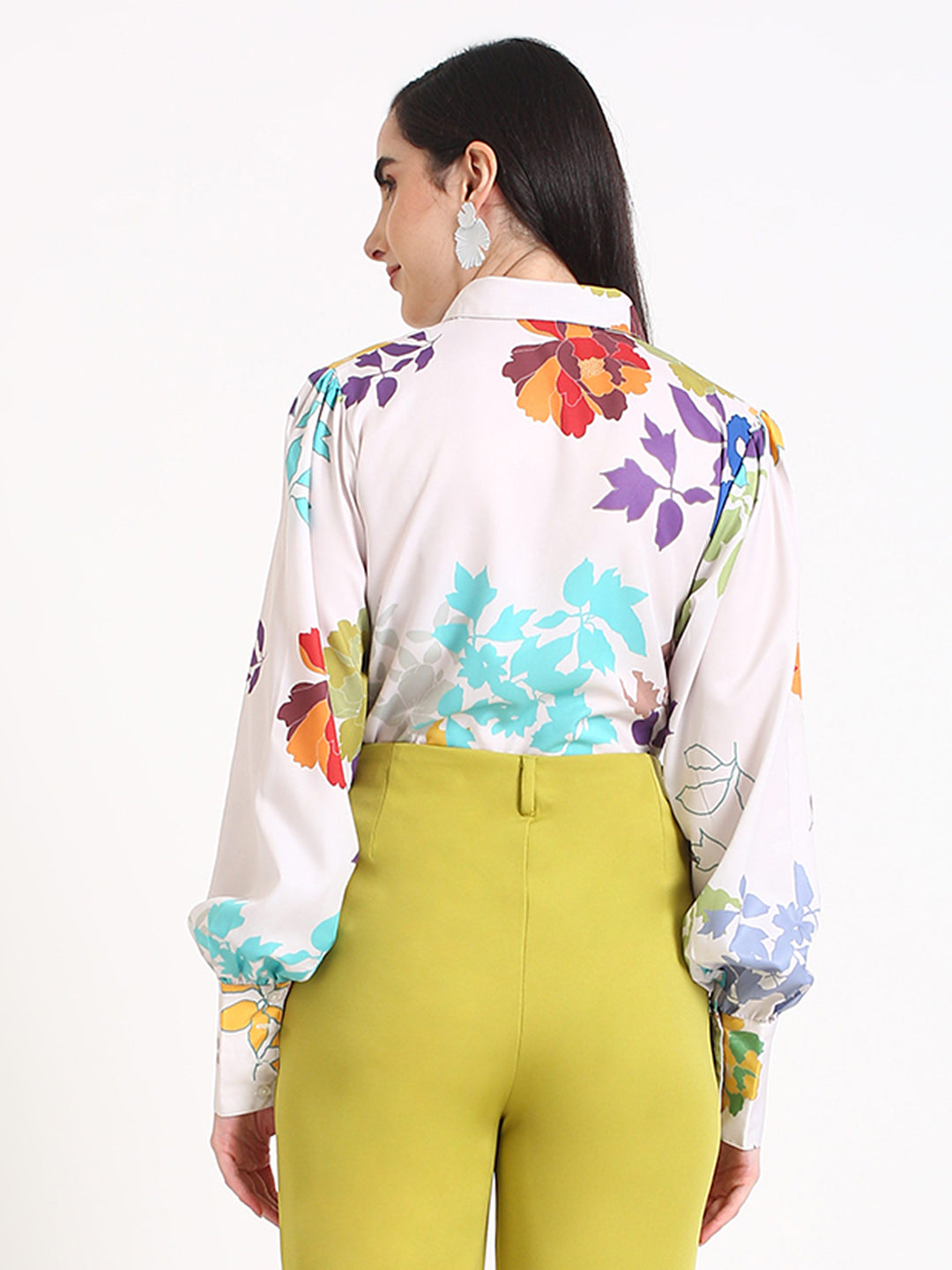 Premium Micro Digital Print Puff Sleeve Shirt