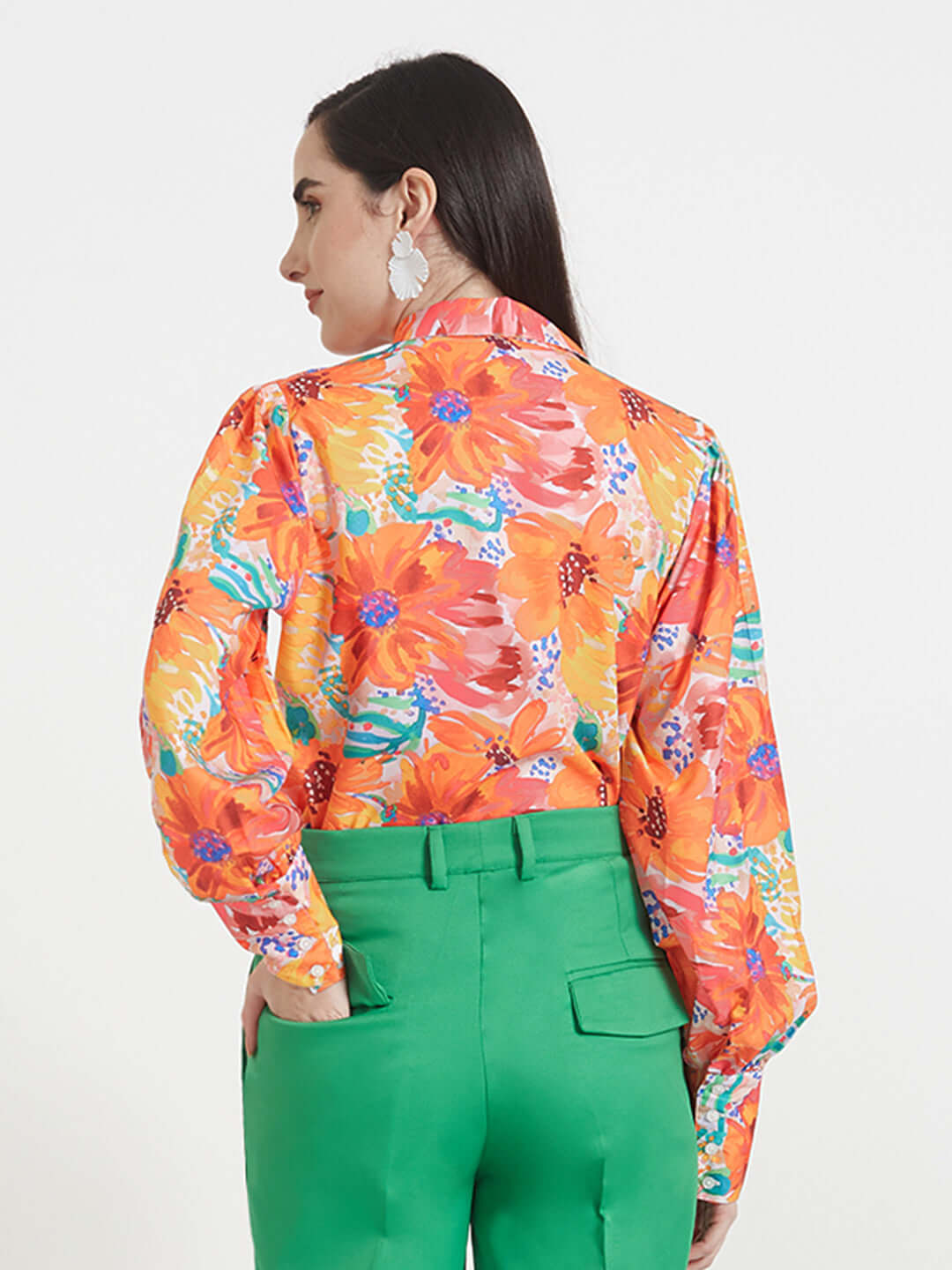 Premium American Crepe Digital Print Puff Sleeve Shirt
