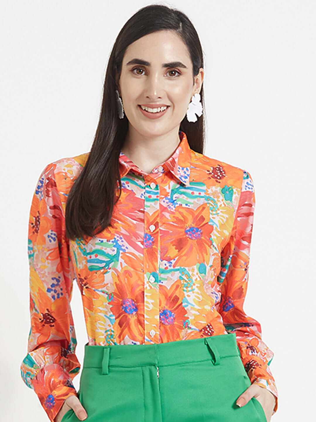 Premium American Crepe Digital Print Puff Sleeve Shirt