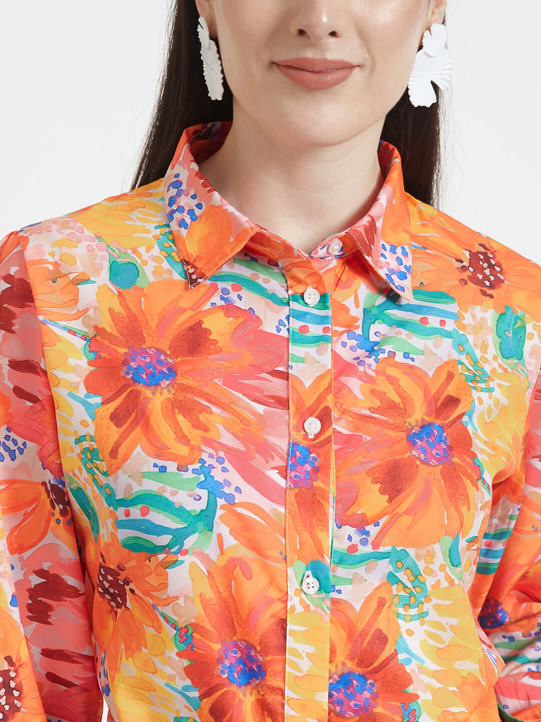 Premium American Crepe Digital Print Puff Sleeve Shirt