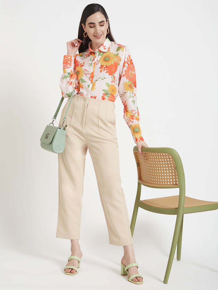 Premium Muslin Digital Print Puff Sleeve Shirt