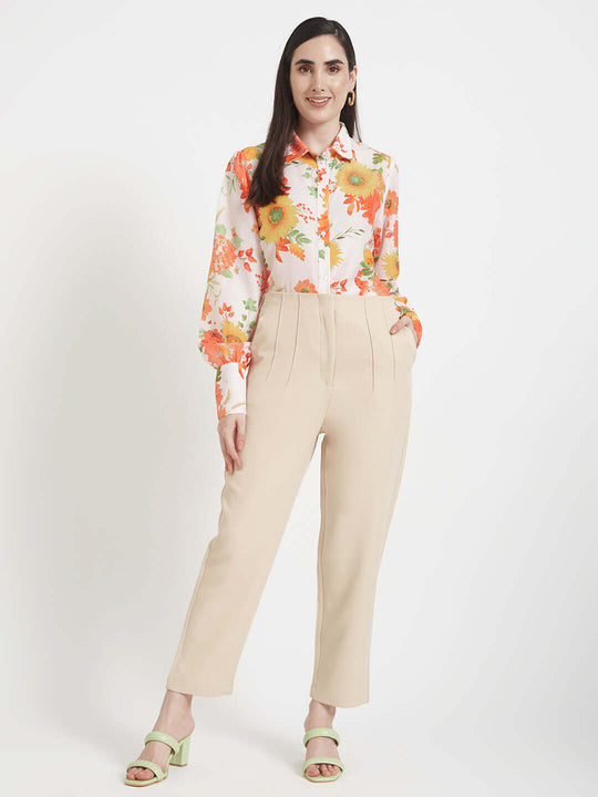 Premium Muslin Digital Print Puff Sleeve Shirt