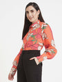 Luxury Cambric Digital Print Puff Sleeve Shirt
