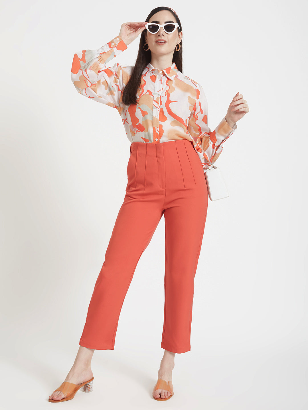 Luxury Cambric Digital Print Puff Sleeve Shirt