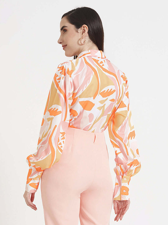 Premium American Crepe Digital Print Puff Sleeve Shirt