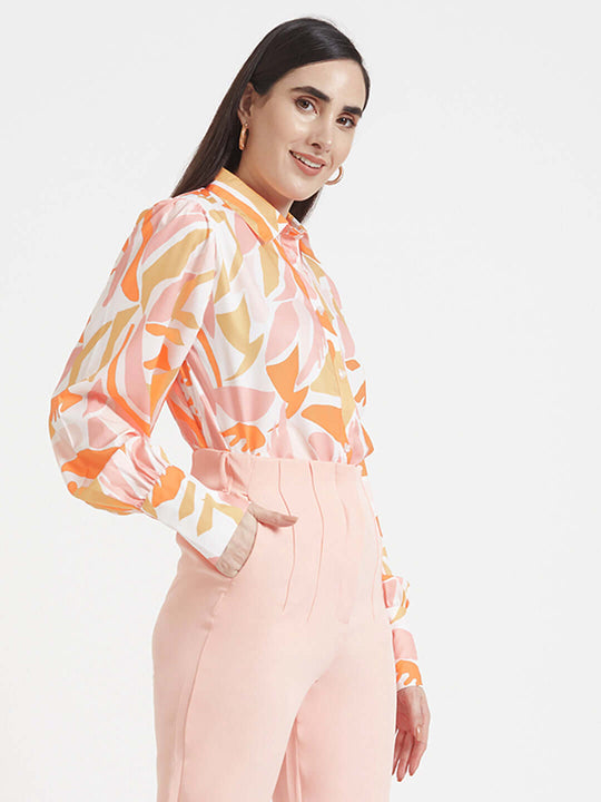 Premium American Crepe Digital Print Puff Sleeve Shirt