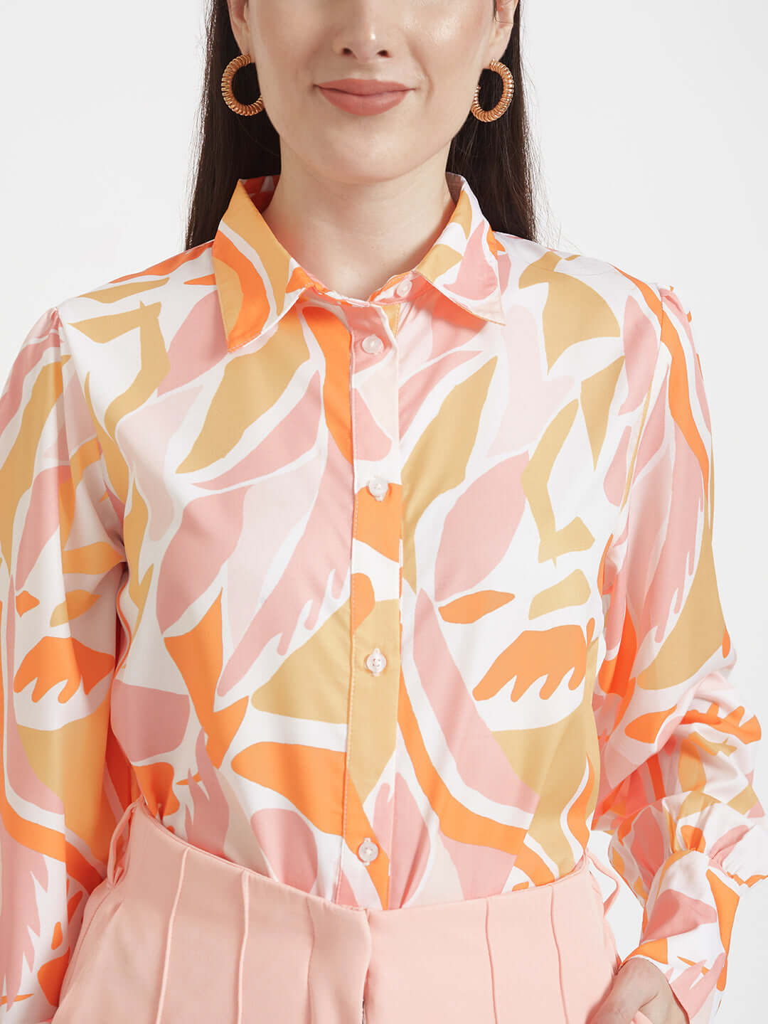 Premium American Crepe Digital Print Puff Sleeve Shirt