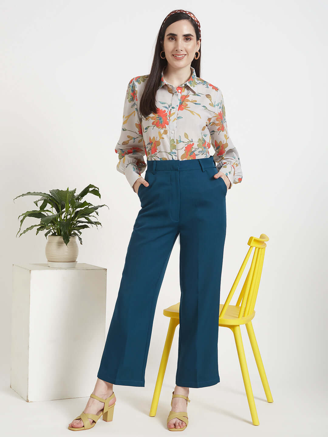 Luxury Cambric Digital Print Puff Sleeve Shirt