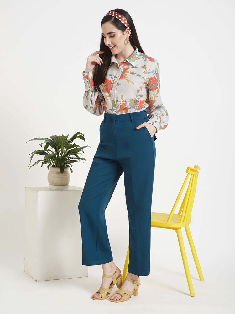 Luxury Cambric Digital Print Puff Sleeve Shirt