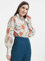 Luxury Cambric Digital Print Puff Sleeve Shirt