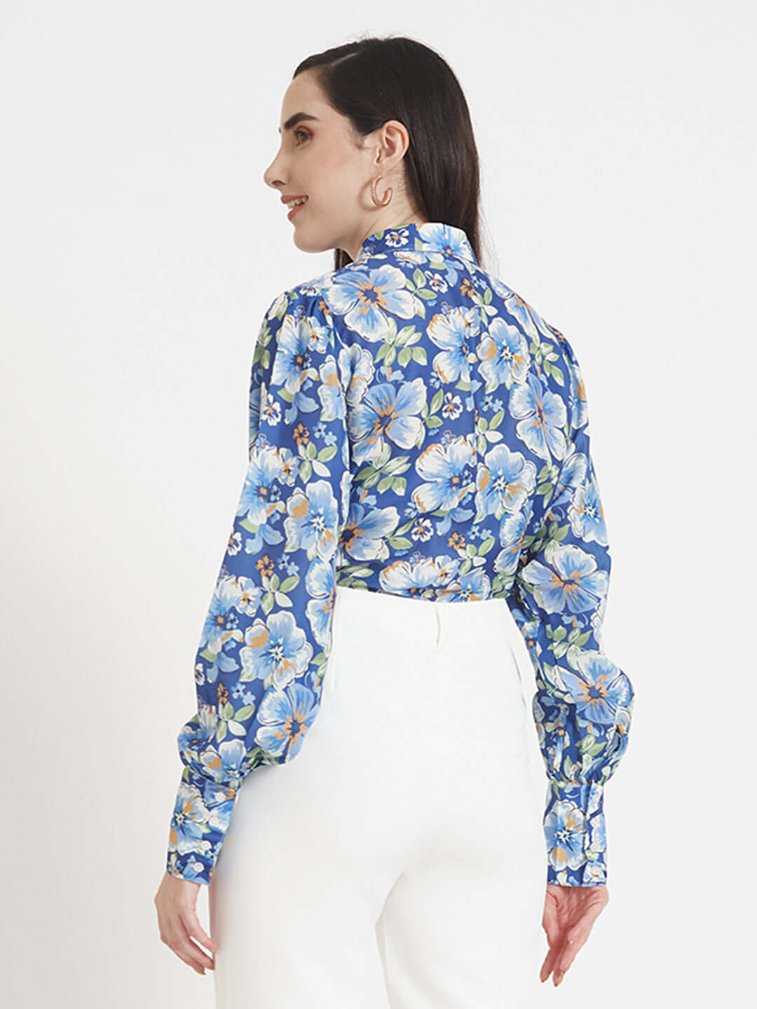 Premium Muslin Digital Print Puff Sleeve Shirt