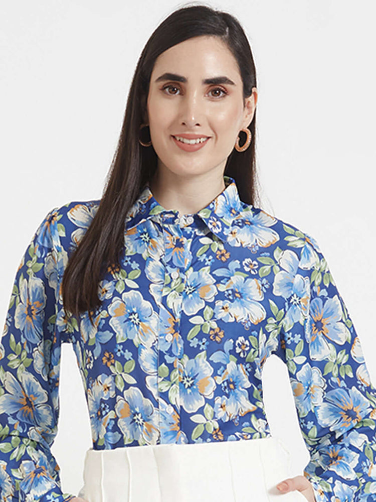 Premium Muslin Digital Print Puff Sleeve Shirt