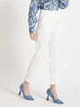 Women'S Luxury Banana Crepe Off White Skin Fit Multi Pleated Trouser