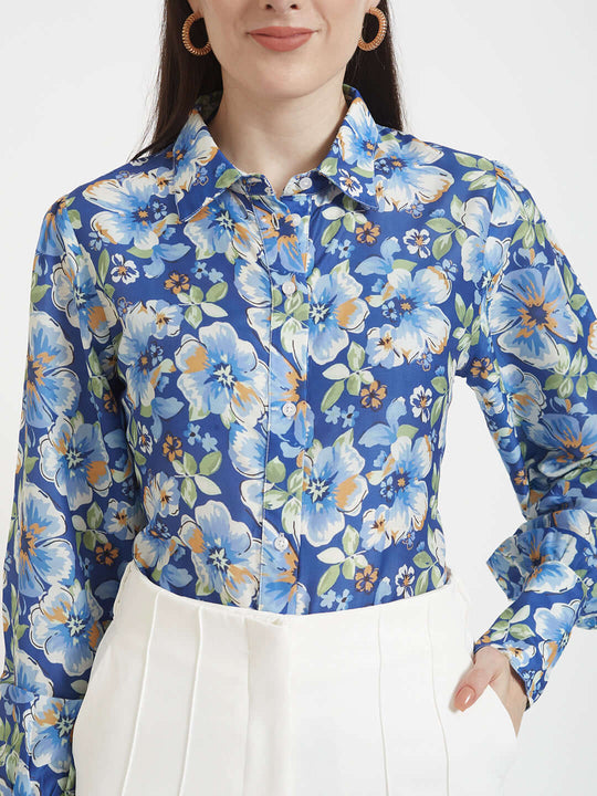 Premium Muslin Digital Print Puff Sleeve Shirt