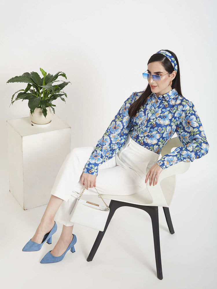 Premium Muslin Digital Print Puff Sleeve Shirt