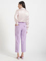 Women'S Premium Light Pink Regular Fit Solid Satin Shirt With Lilac Straight Fit Trouser