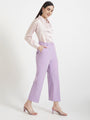 Women'S Premium Light Pink Regular Fit Solid Satin Shirt With Lilac Straight Fit Trouser