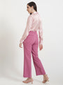Women'S Premium Light Pink Regular Fit Solid Satin Shirt With Dark Pink Straight Fit Trouser
