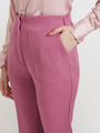 Women'S Premium Light Pink Regular Fit Solid Satin Shirt With Dark Pink Straight Fit Trouser