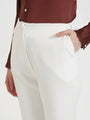 Women'S Premium Chocolate Brown Regular Fit Solid Satin Shirt With White Flared Trouser