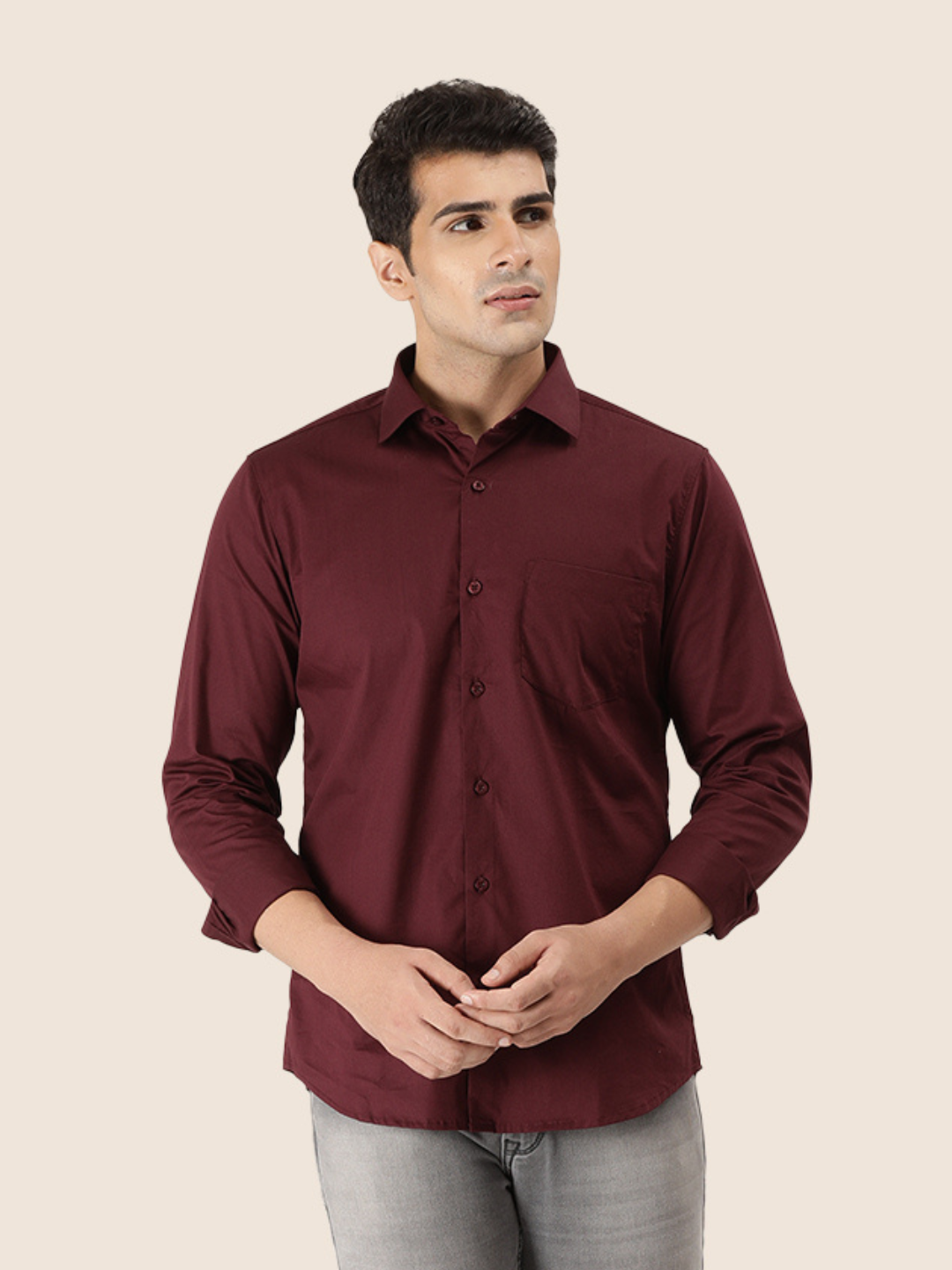 Premium Cotton Lycra Wine Shirt