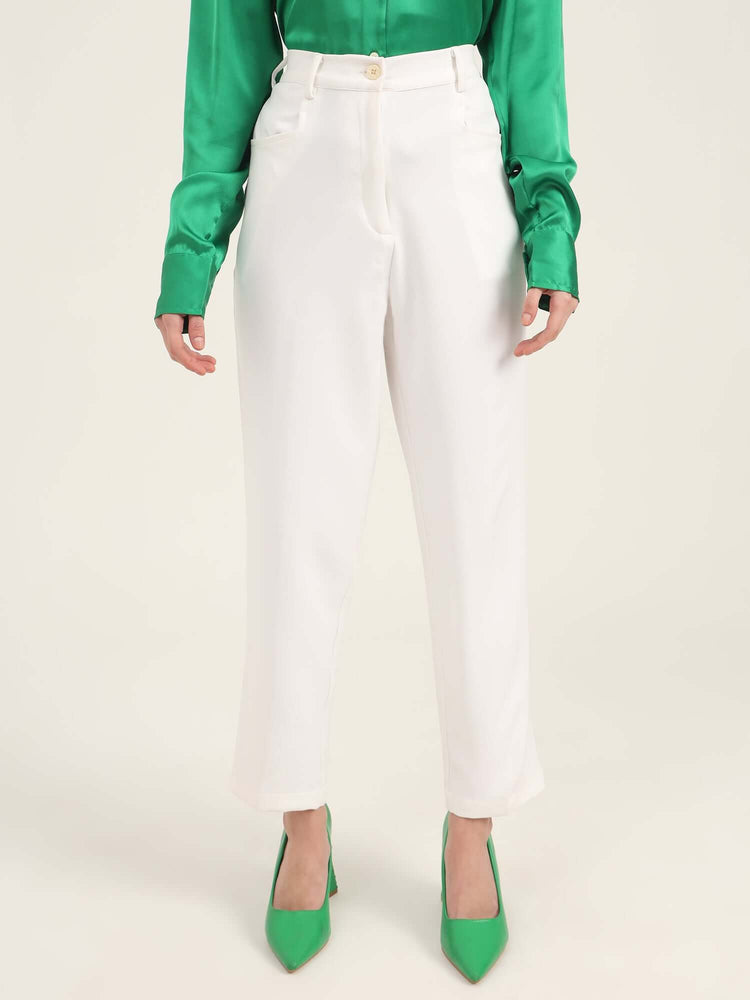 Women'S Luxury Banana Crepe Off White C Pant
