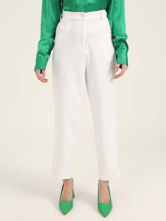 Women'S Luxury Banana Crepe Off White C Pant