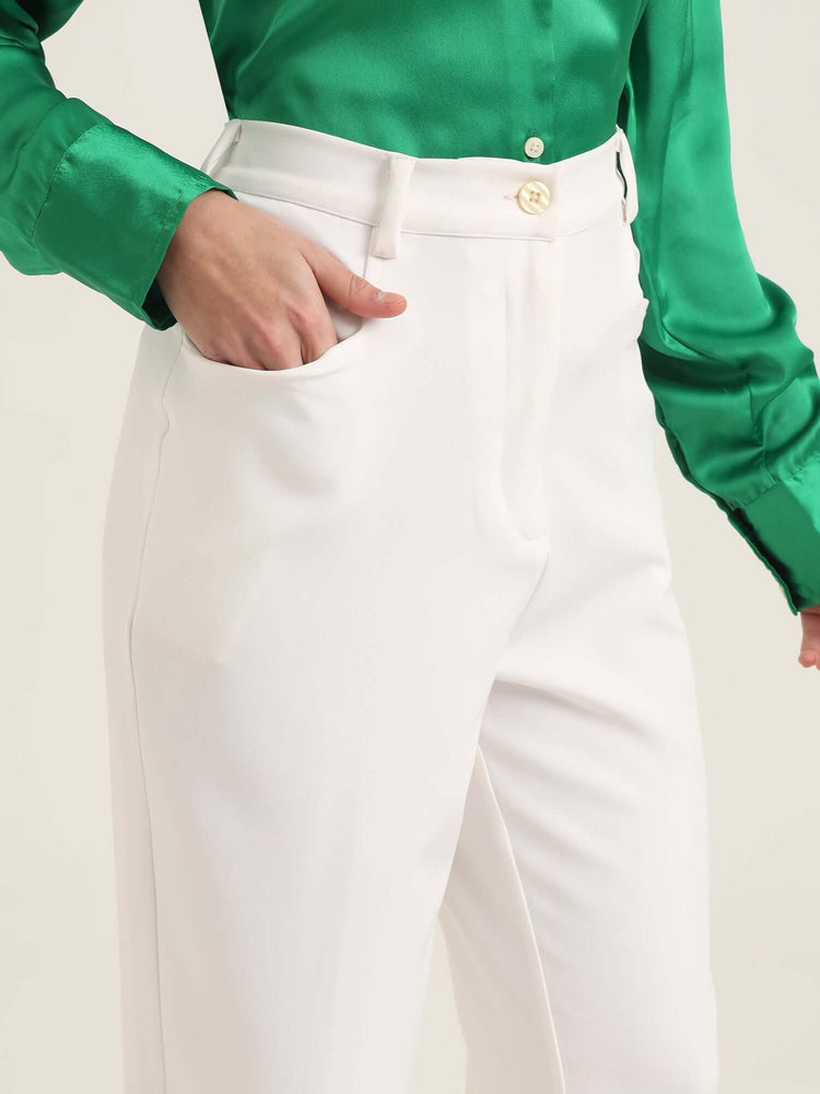 Women'S Luxury Banana Crepe Off White C Pant