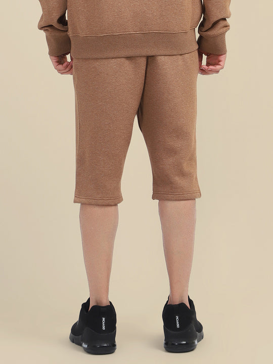 Mens Brown Cotton Fleece Winter Shorts