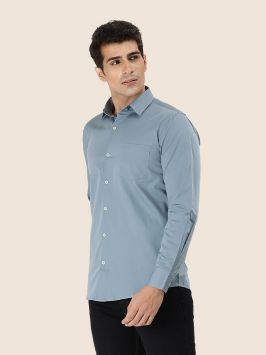 Premium Cotton Satin Marble Blue Shirt