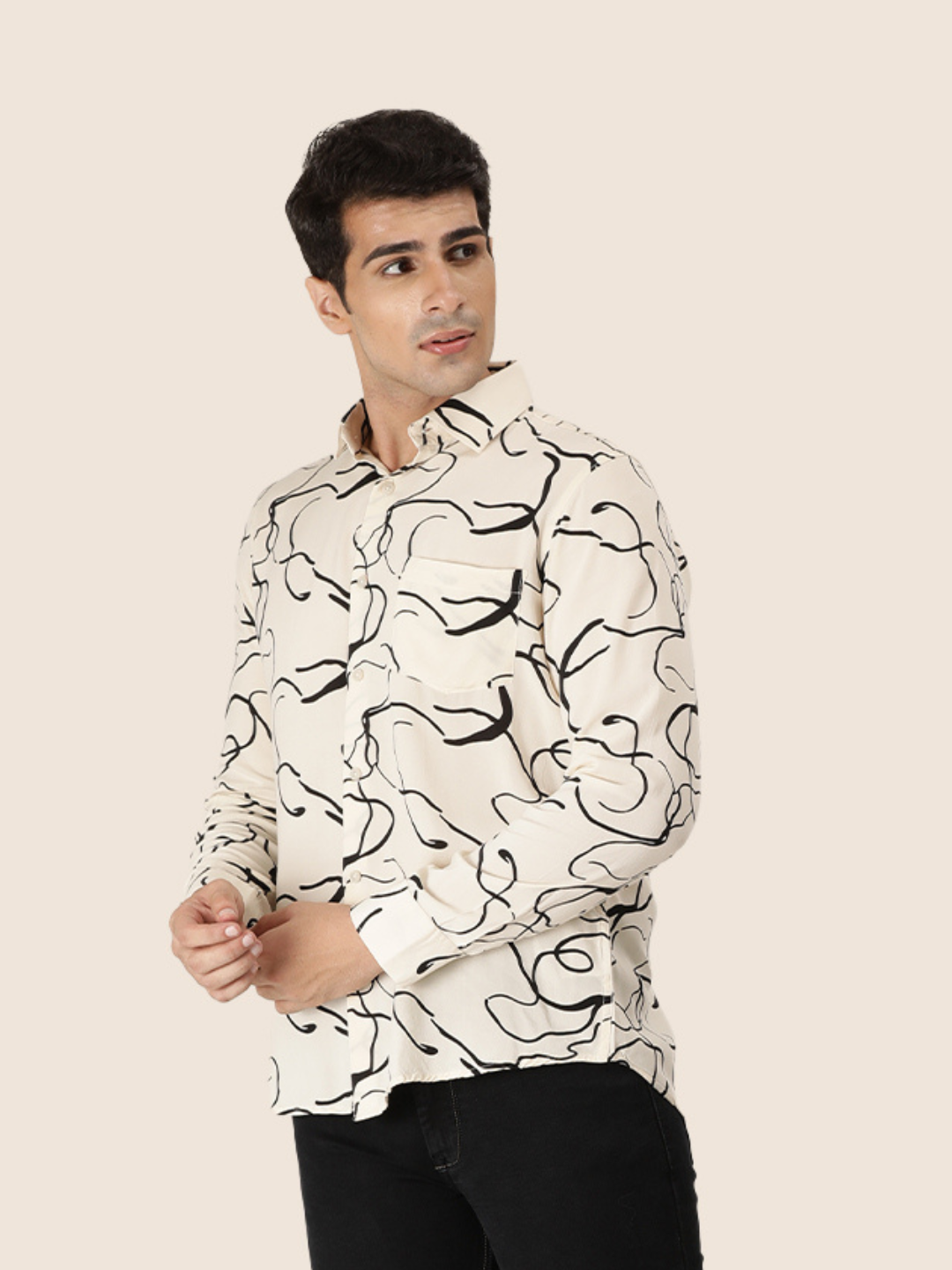 Men'S Premium Rayon Shirt With Abstract Print