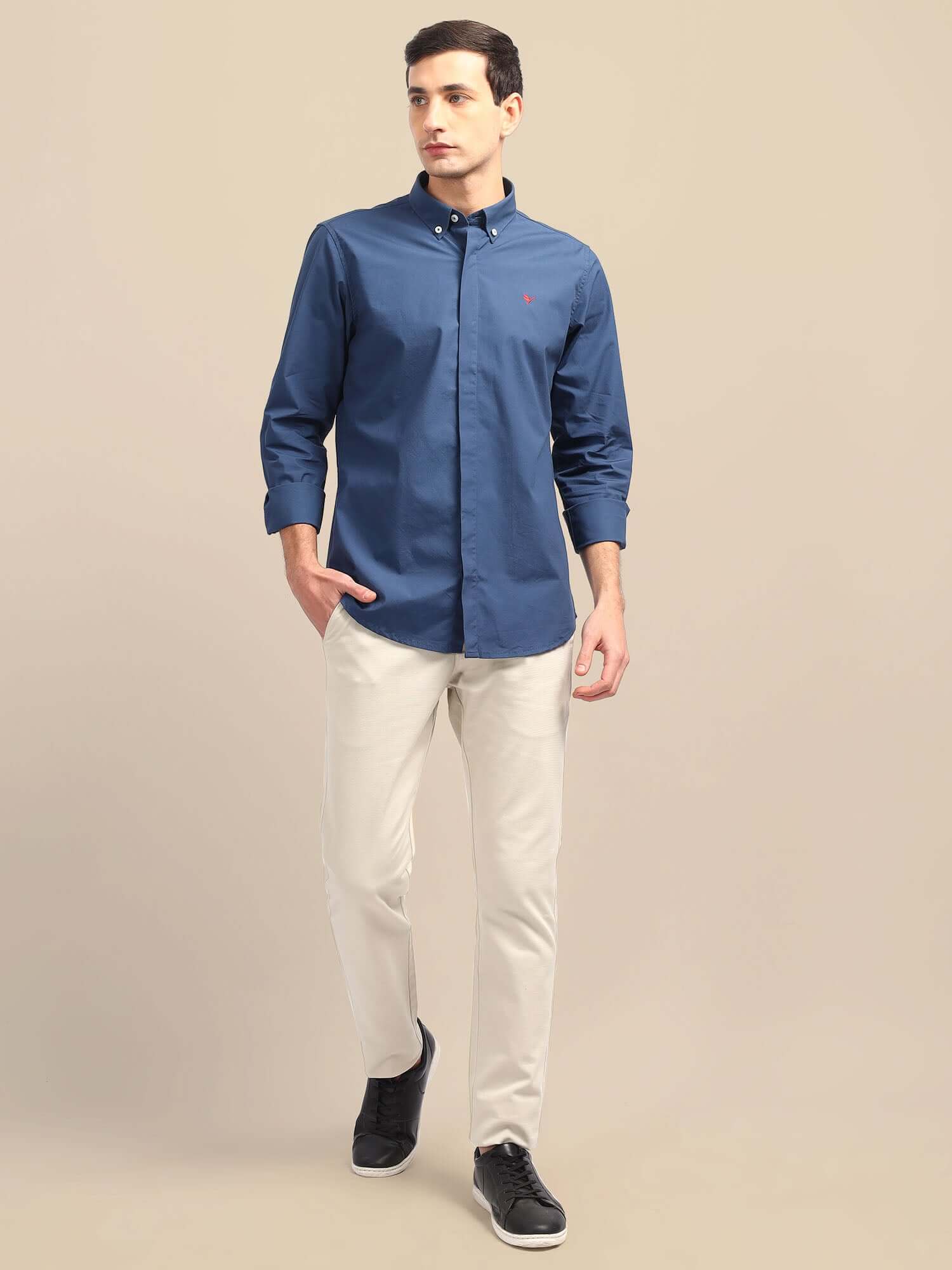 Navy Shirt With Premium Cotton Lycra