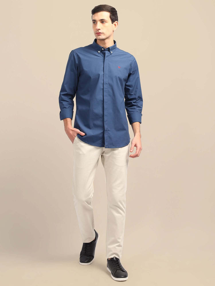 Navy Shirt With Premium Cotton Lycra