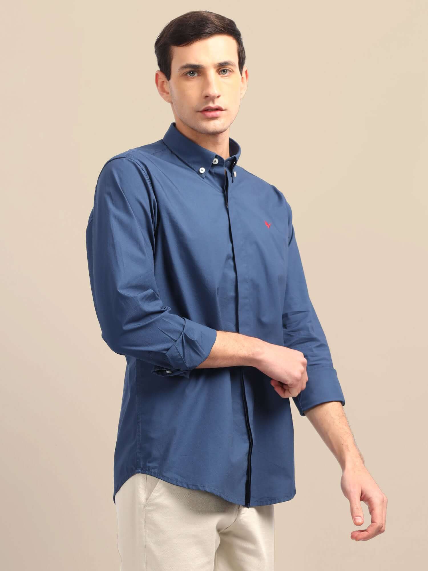 Navy Shirt With Premium Cotton Lycra