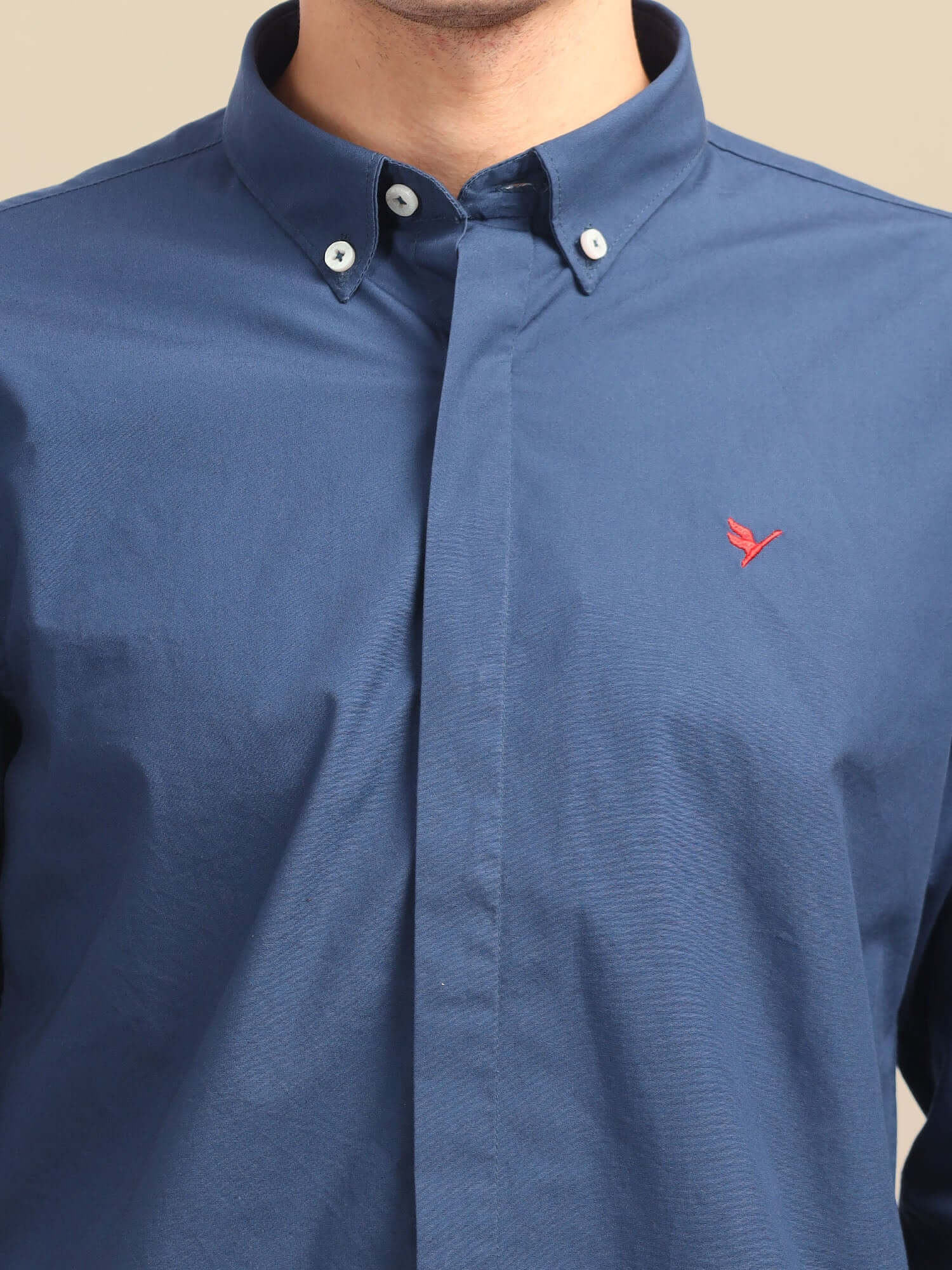 Navy Shirt With Premium Cotton Lycra