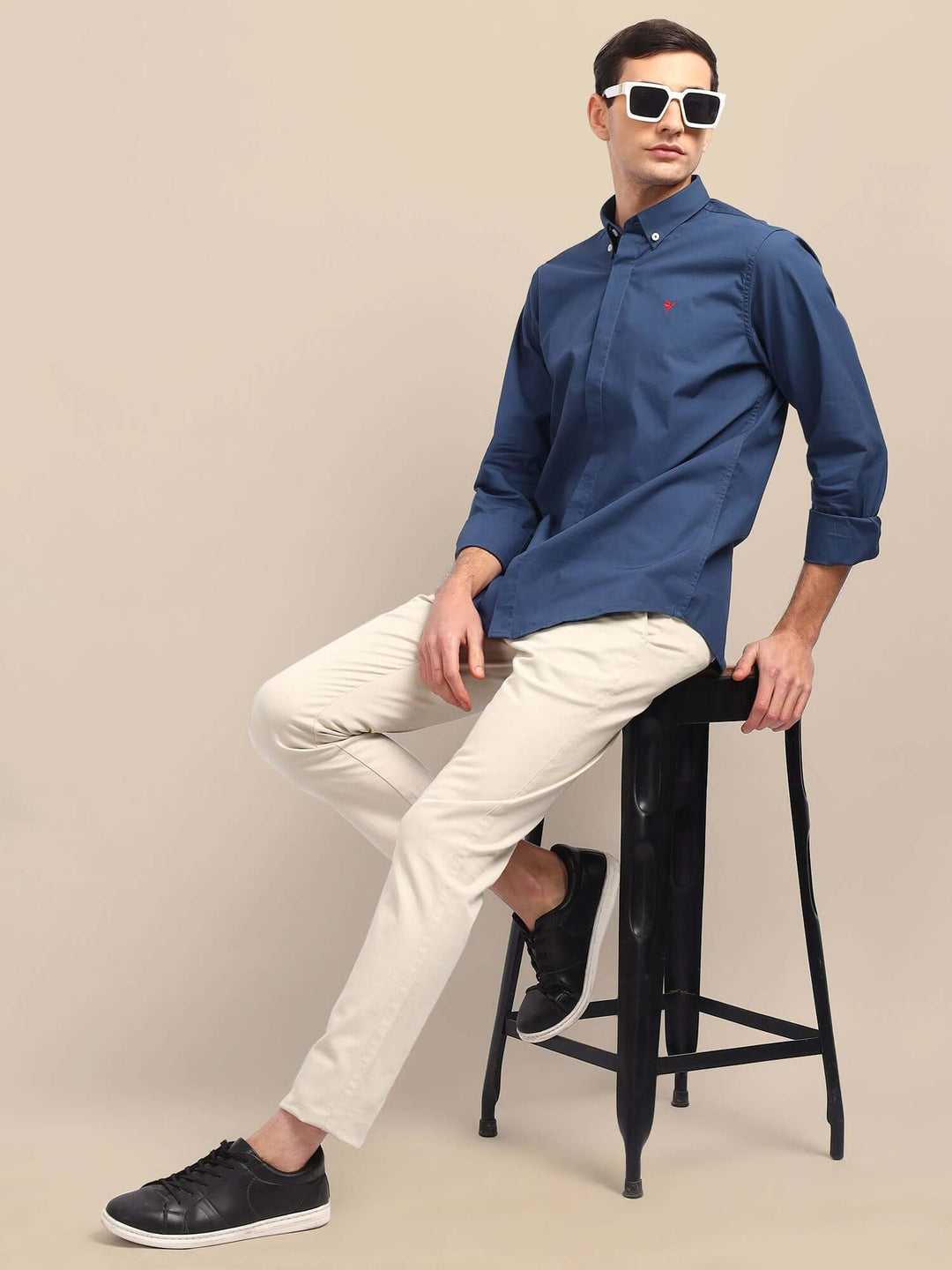 Navy Shirt With Premium Cotton Lycra