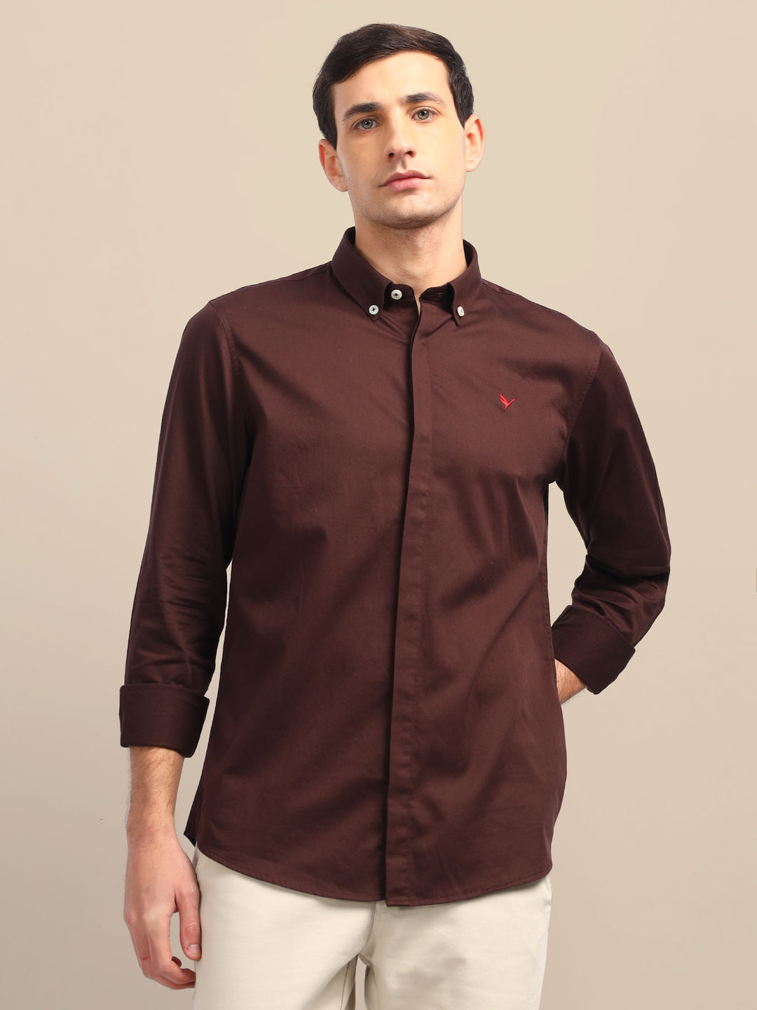 Brown Shirt With Premium Cotton Lycra