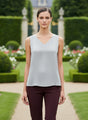 European Satin V Neck Sleeveless Top