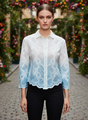 Elegant Ombre Embroidered Women’s Shirt